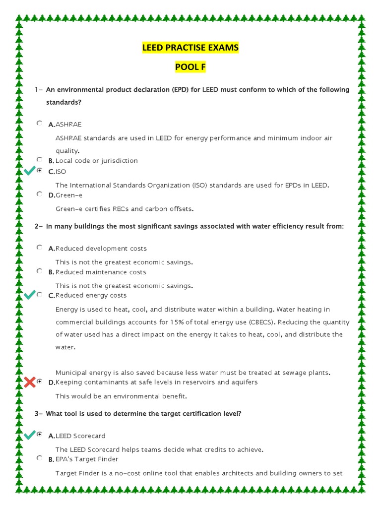 LEED Exam Practice Questions | PDF | Leadership In Energy And ...