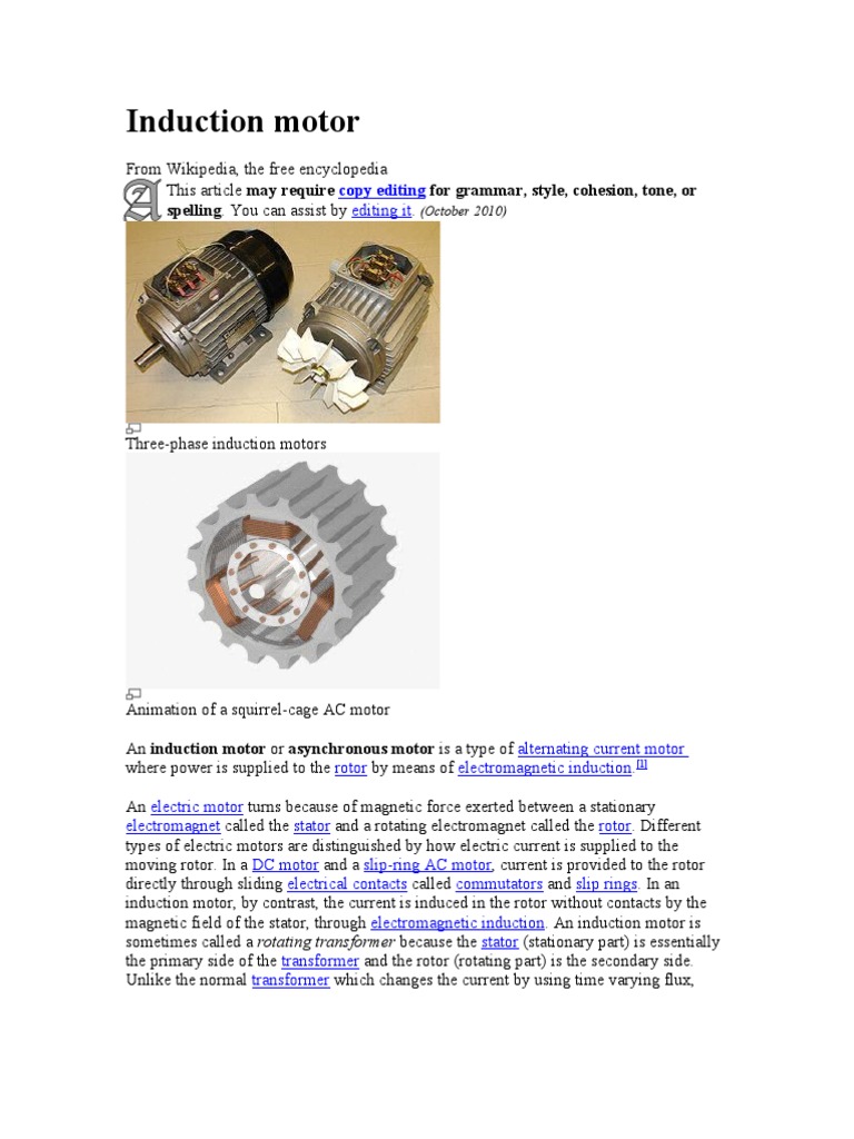 Induction Motor For Grammar, Style, Cohesion, Tone, or Spelling. You