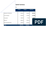 Divisional Working Capital Summary: Department Actual Budget Variance