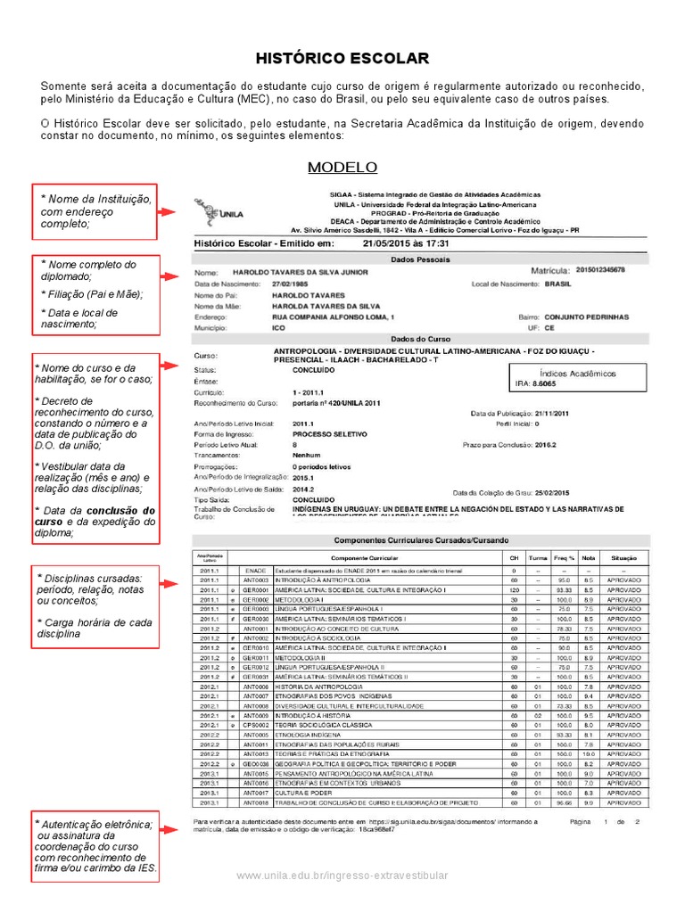 Requisitos para Histórico Escolar MEC | PDF | Ensino Superior | Diploma