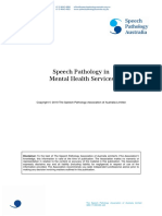 Speech Pathology in Mental Health Services: Clinical Guideline