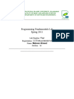 Programming Fundamentals Lab Spring 2011: Lab Number: Four Registration: - FBAS/BSSE/F10 Name: Mubeen Ahmed Section: A'