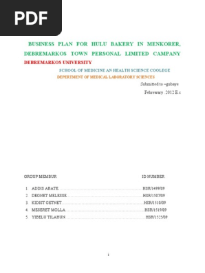 bakery business plan