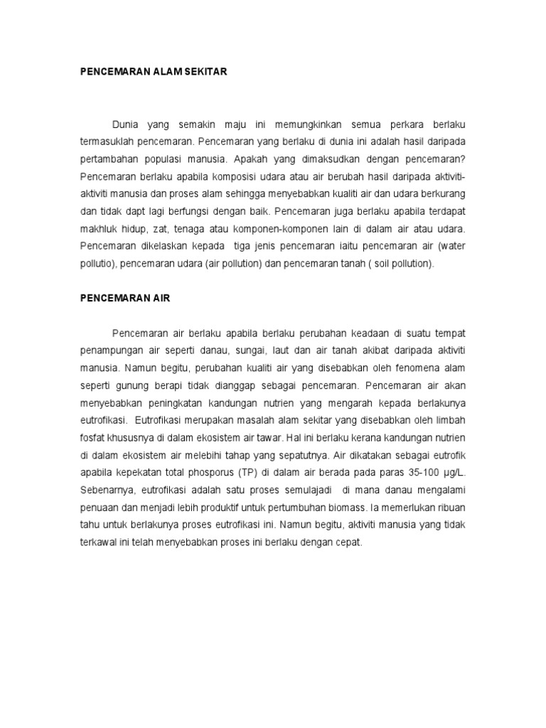 Isu Pencemaran Alam Sekitar 3 Printed All