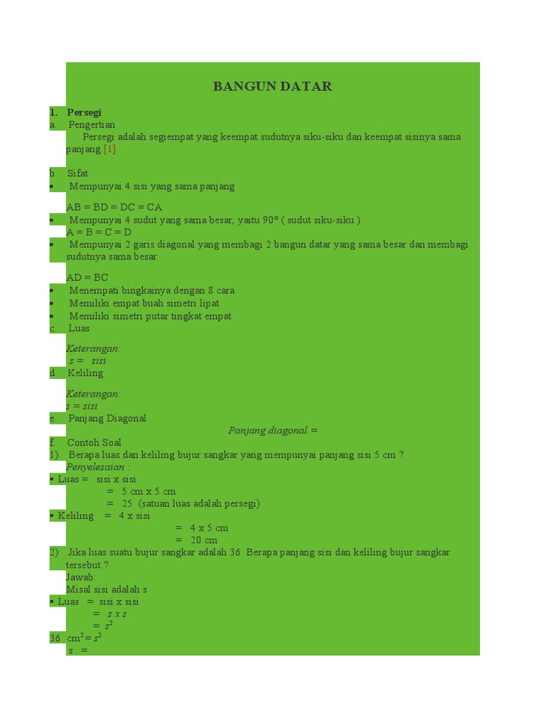 Rumus dan Contoh Bangun Datar | PDF
