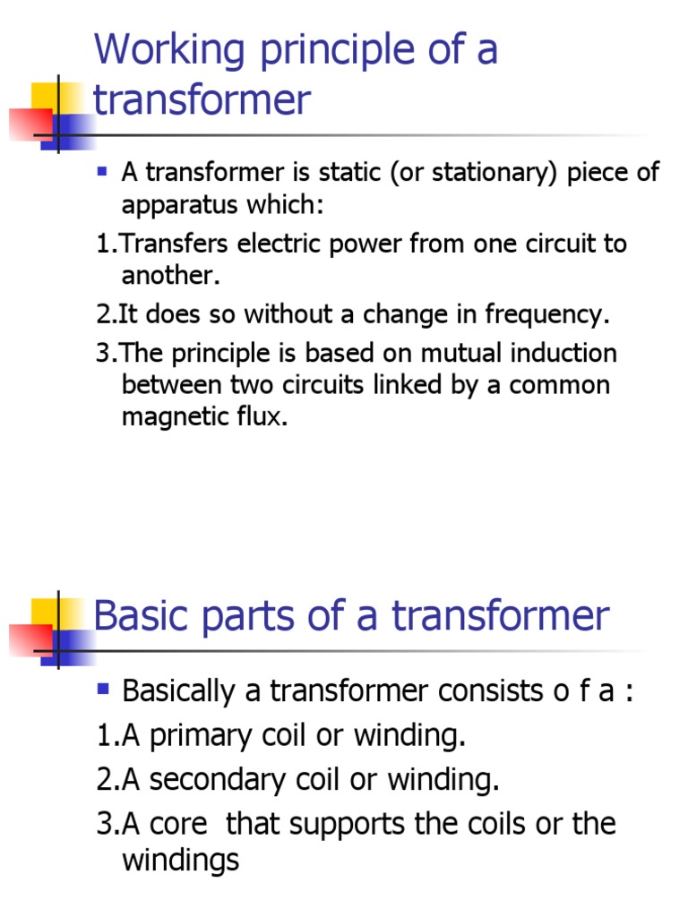 Working Principle of A Transformer | PDF | Transformer | Capacitor