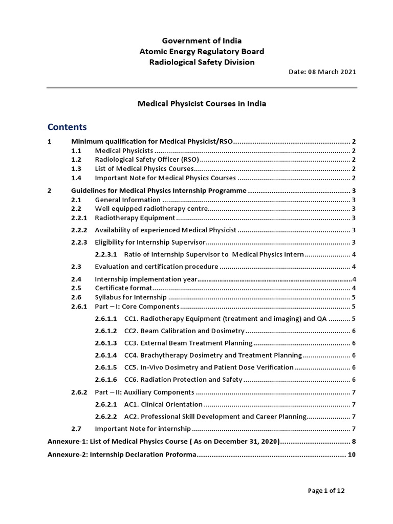 Government of India Atomic Energy Regulatory Board Radiological Safety