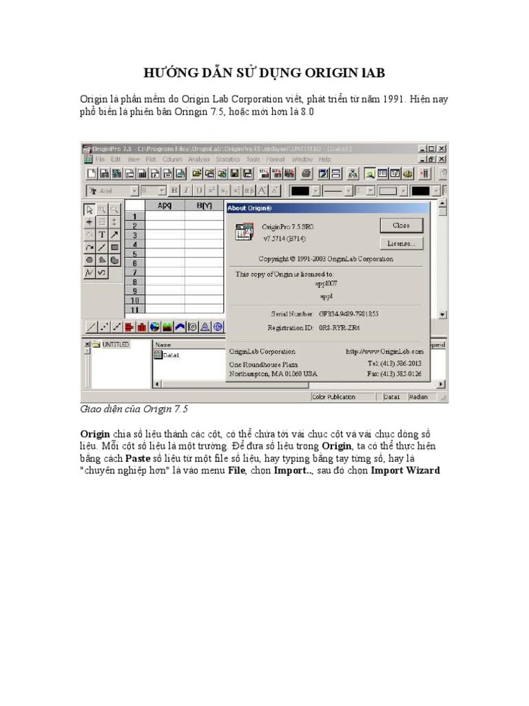 HƯỚNG DẪN SỬ DỤNG ORIGIN lAB | PDF