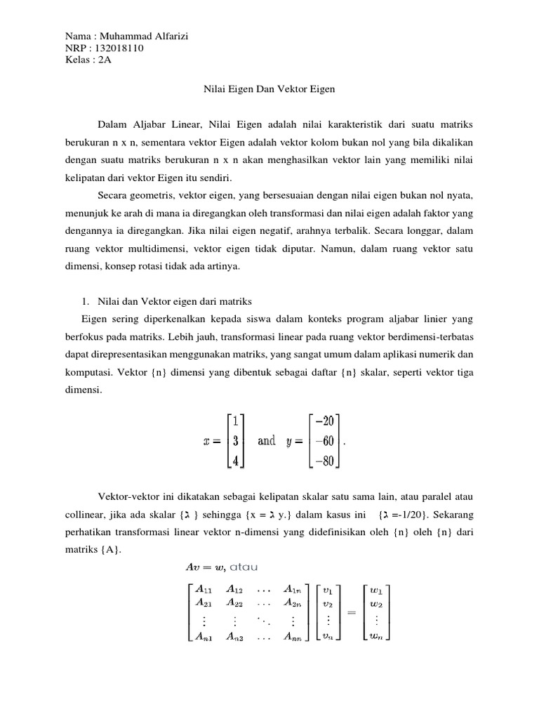 Nilai Eigen dan Vektor Eigen dalam Aljabar Linear: Pengertian dan ...