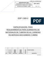 esp-1300-2-r2 Especificación para suministro de materiales de tubería en ac al carbono en servicio de SH2 húmedo y amina