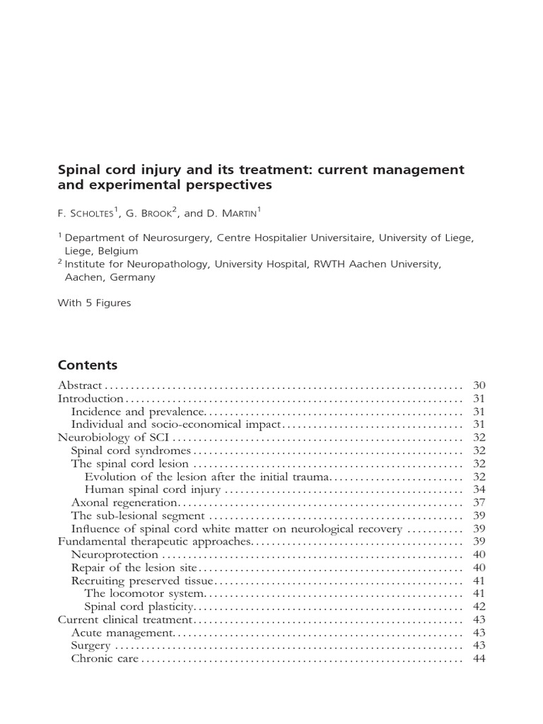 Spinal Cord Injury and Its Treatment Current Manag | PDF | Axon ...