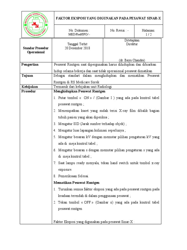 SOP Rongent (RS. Medicare Sorek) | PDF