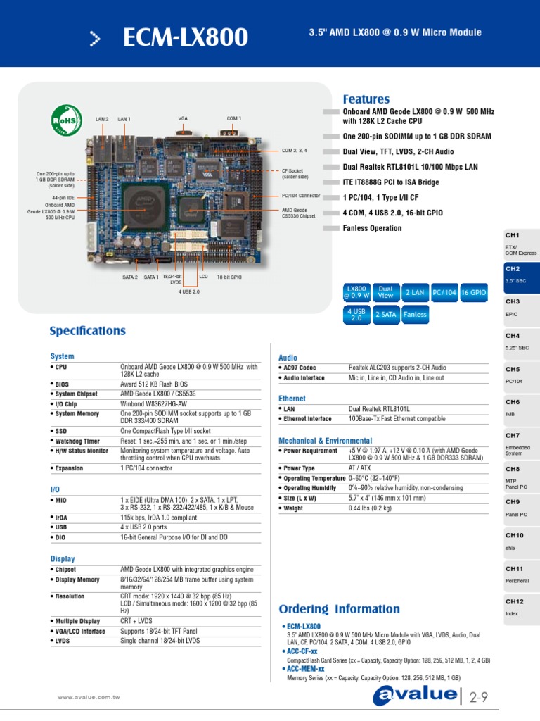 AMD Geode LX800 Micro Module Specs | PDF | Advanced Micro Devices ...
