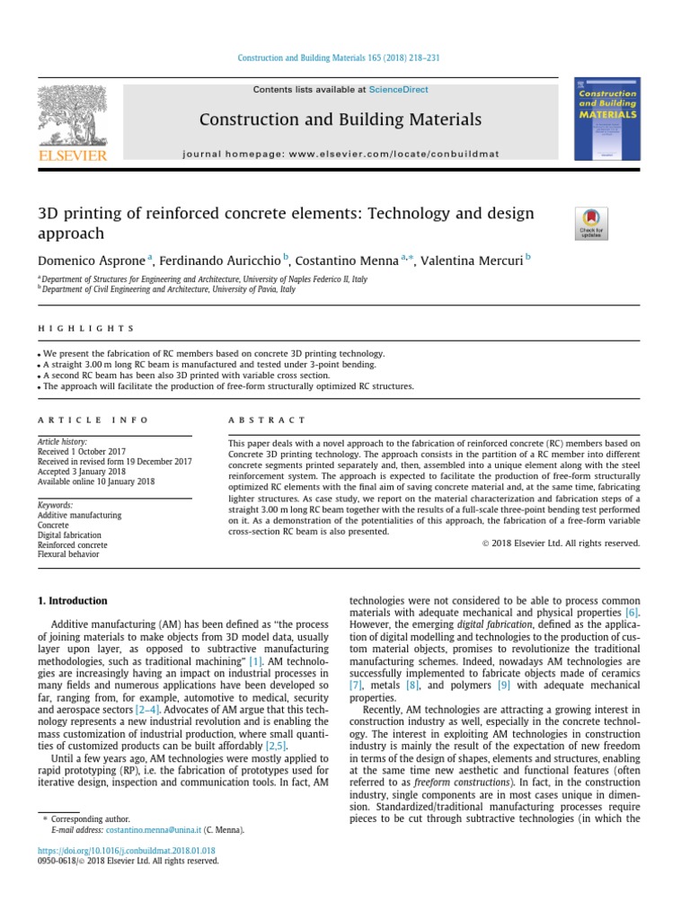 3D Printing of Reinforced Concrete Beams | PDF | Fracture | Beam ...