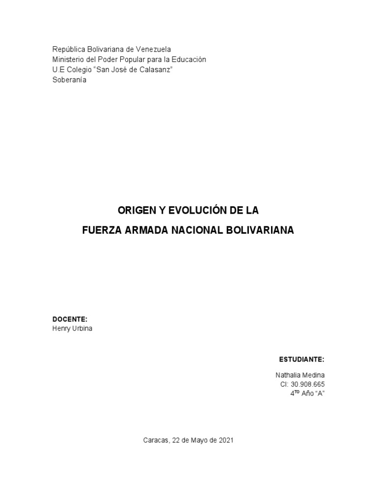 Evolución de la FANB en Venezuela | PDF | Venezuela | Militar