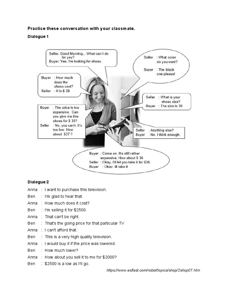 Practice These Conversation With Your Classmate.: Dialogue 1 | PDF