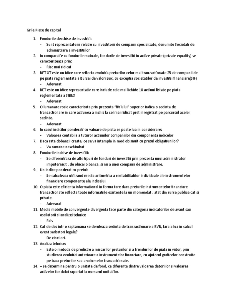 Grile Piete de Capital Feaa PDF