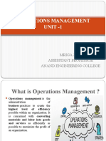 Operations Management Unit - 1: Mriga Jain Assisstant Professor Anand Engineering College