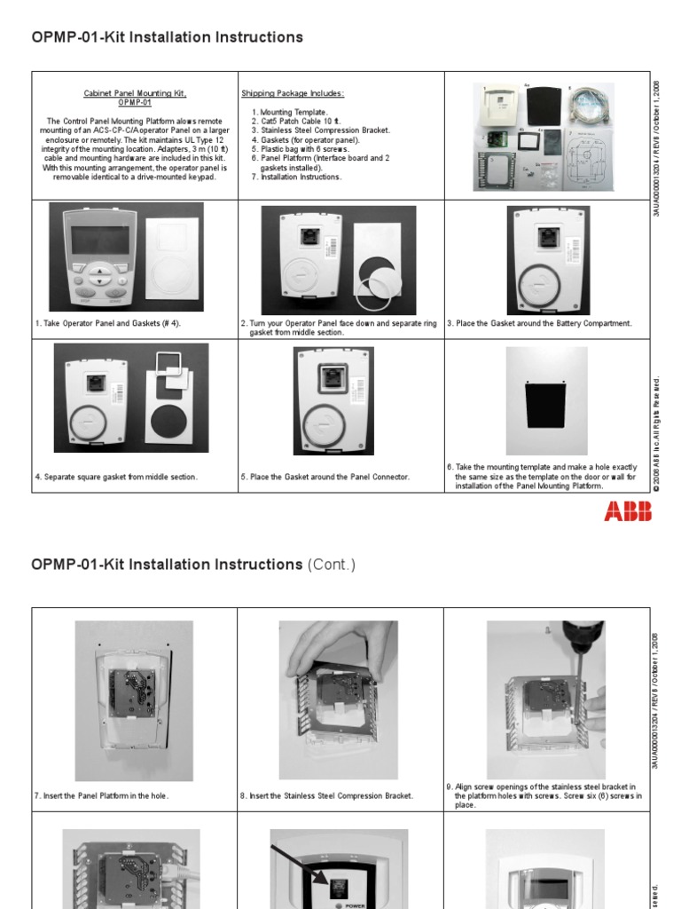 OPMP-01-Kit Installation Instructions: Cabinet Panel Mounting Kit, OPMP ...