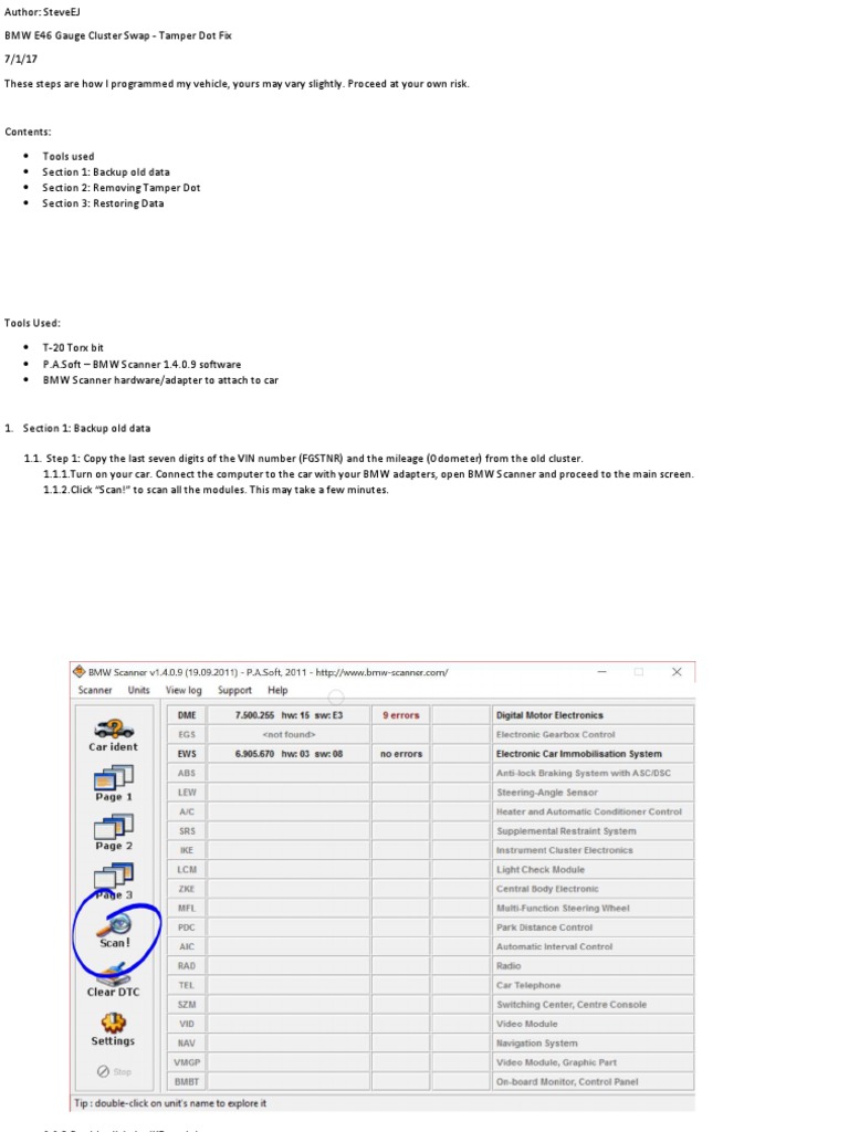 Instructions – BMW SCANNER PASOFT