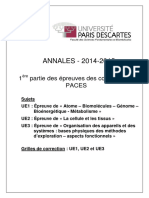 Annales du semestre 1 concours PACES 2014-2015
