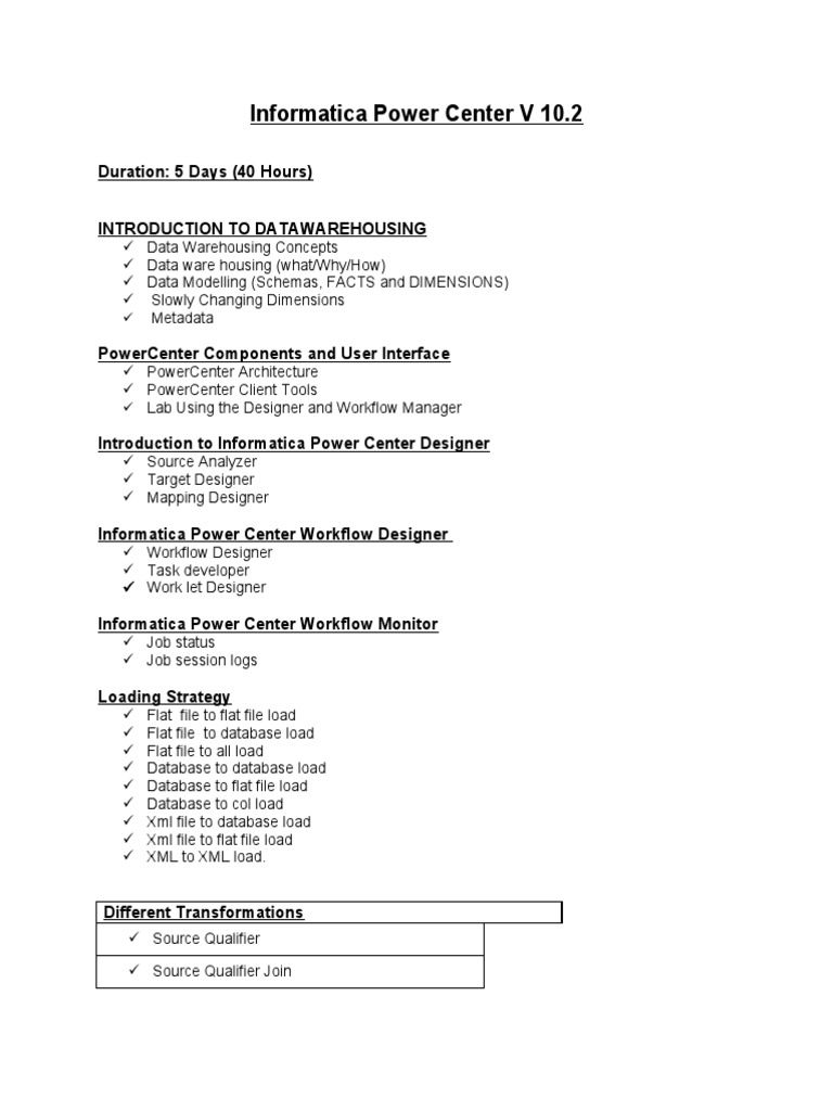 Informatica PowerCenter 10.2 Training Guide | PDF | Data Warehouse ...