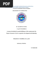 A Proposal Submitted in Partial Fulfilment of The Requirements The Degree of Master of Art in Cooperative Development and Leadership