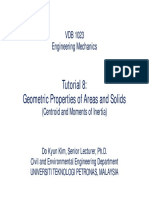 Tutorial 8: Geometric Properties of Areas and Solids: VDB 1023 Engineering Mechanics