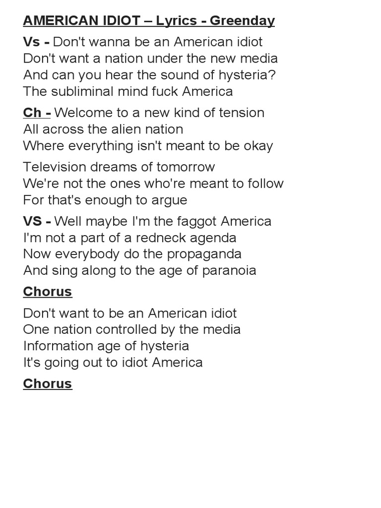 AMERICAN IDIOT (TRADUÇÃO) - American Idiot 