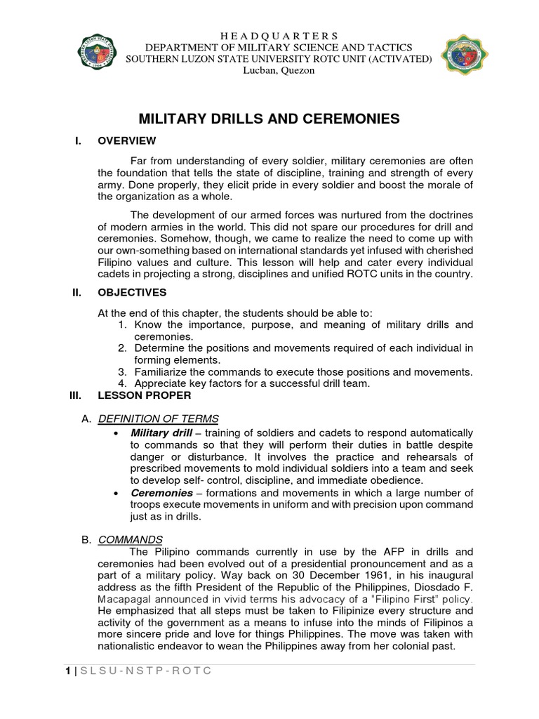 1 Drills and Ceremonies PDF Platoon Hand