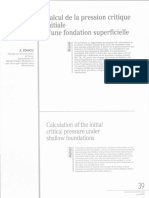 Theorie de Frohlich-Pression Critique D'une Fondation Superficielle