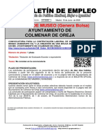97-20 Boletin Informativo Empleo Auxiliar de Museo Ayuntamiento de Colmenar de Oreja 18-06-2020