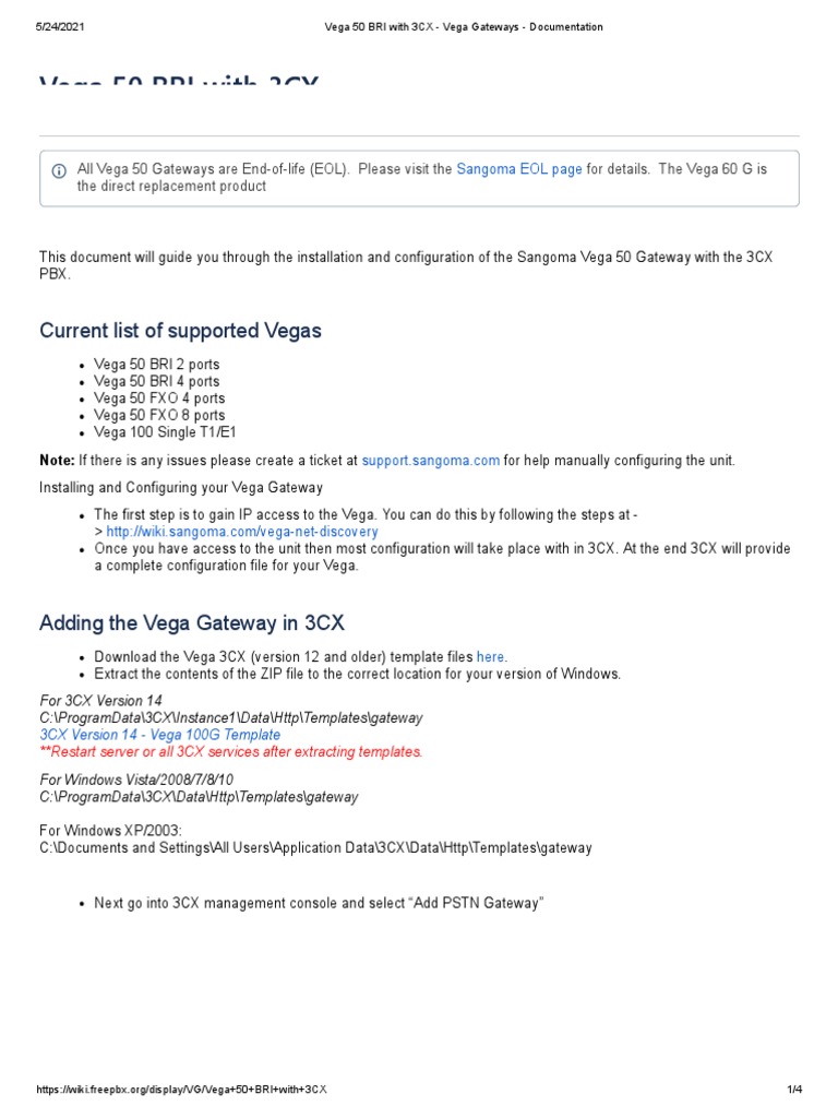 Vega 50 BRI With 3CX - Vega Gateways - Documentation | PDF | Microsoft ...