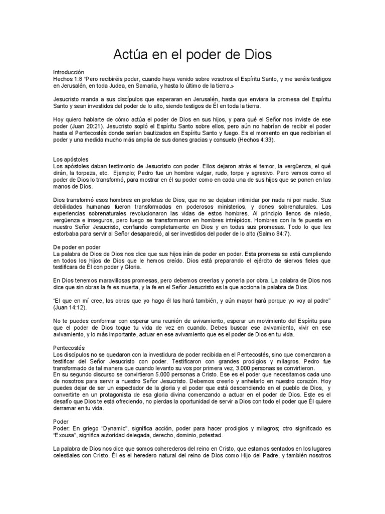 Actúa en el Poder de Dios | PDF | Pentecostés | Jesús