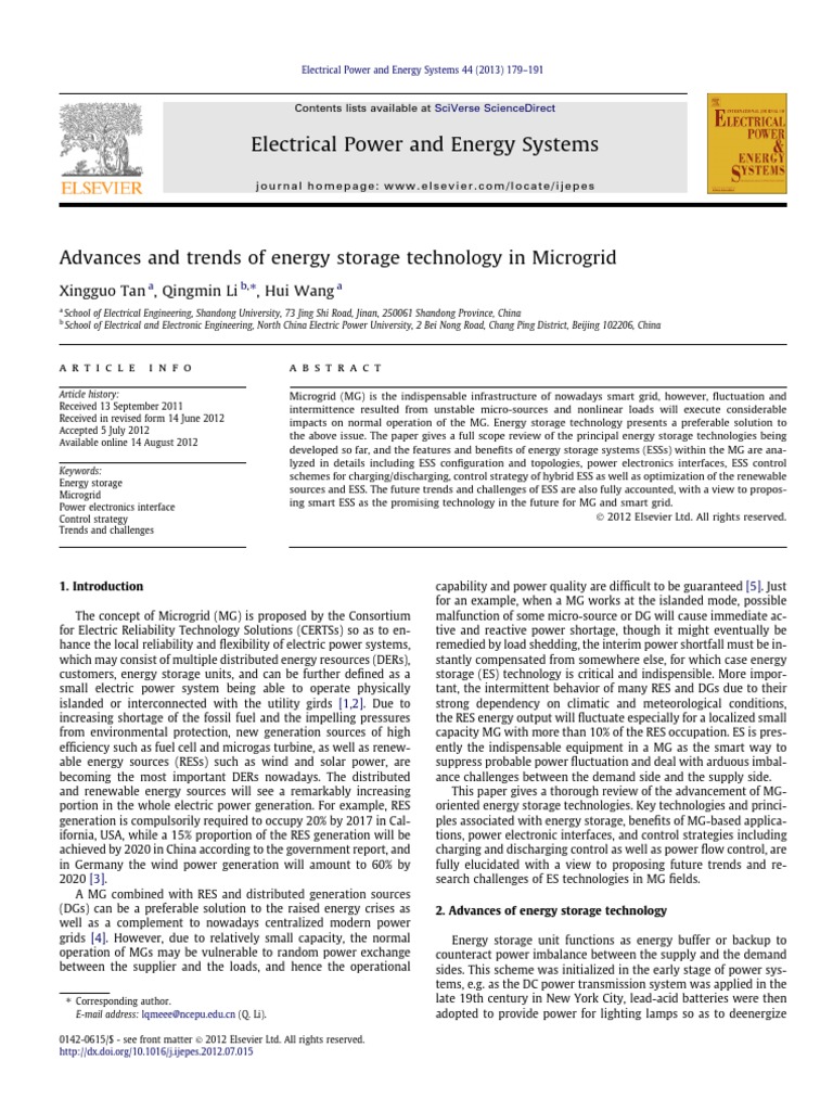 Energy Storage Advances in Microgrids | PDF | Energy Storage ...
