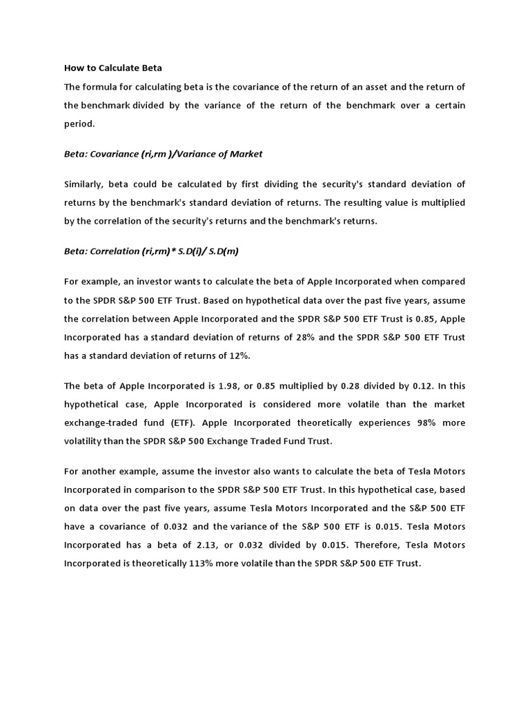 How To Calculate Beta | PDF