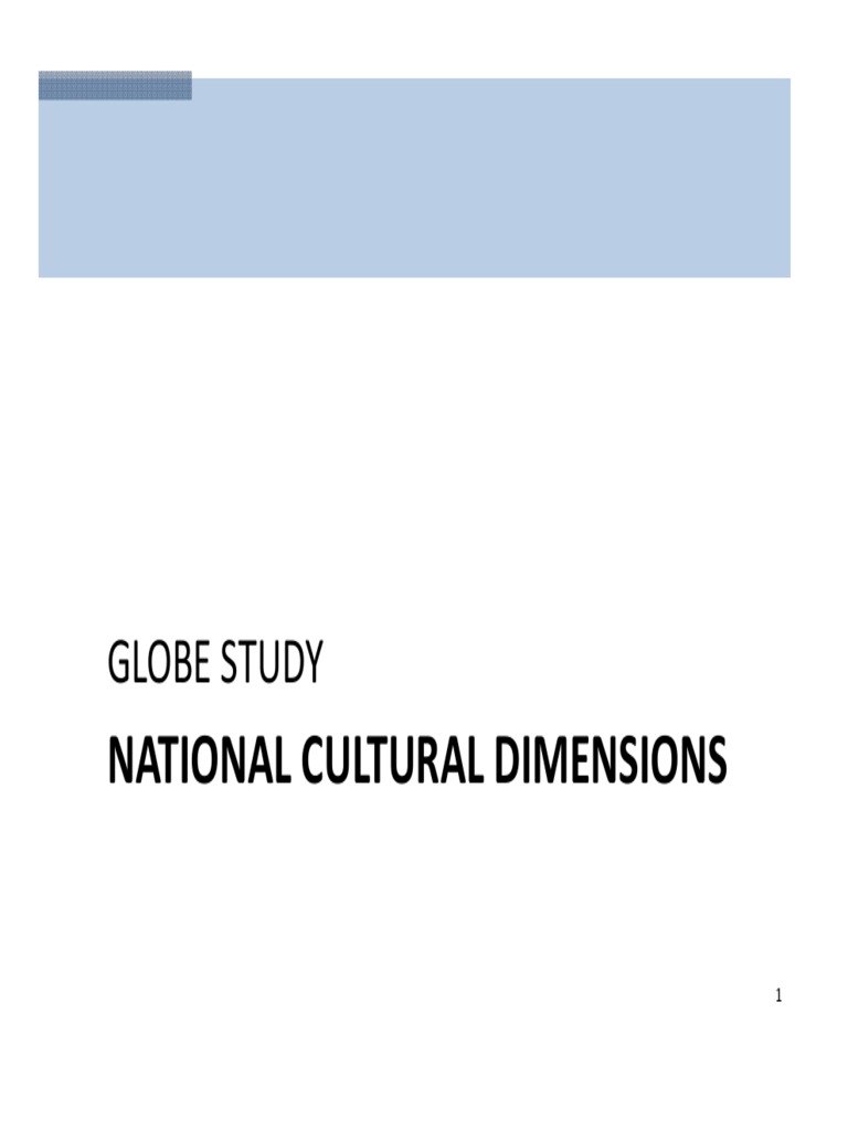Globe Study National Cultural Dimensions PDF Organizational