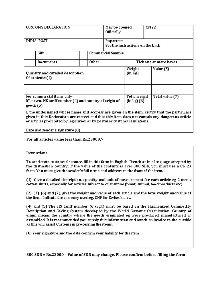 India Post Customs Declaration Guide | PDF | Customs | International Trade