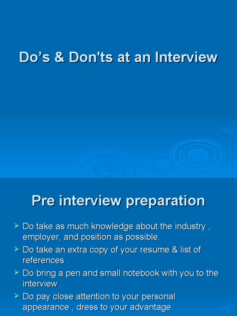 Interview Do's and Don'ts Guide | PDF | Career & Growth