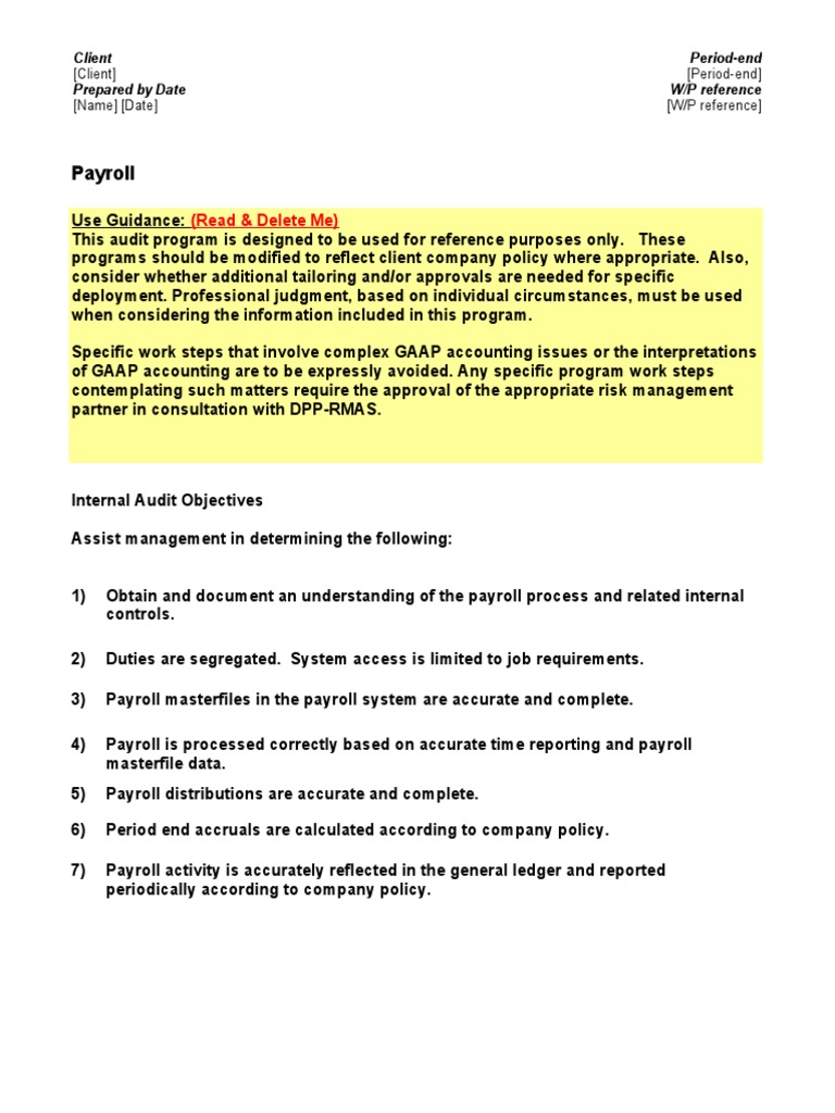 Payroll Audit Procedures and Controls | PDF | Payroll | Accrual