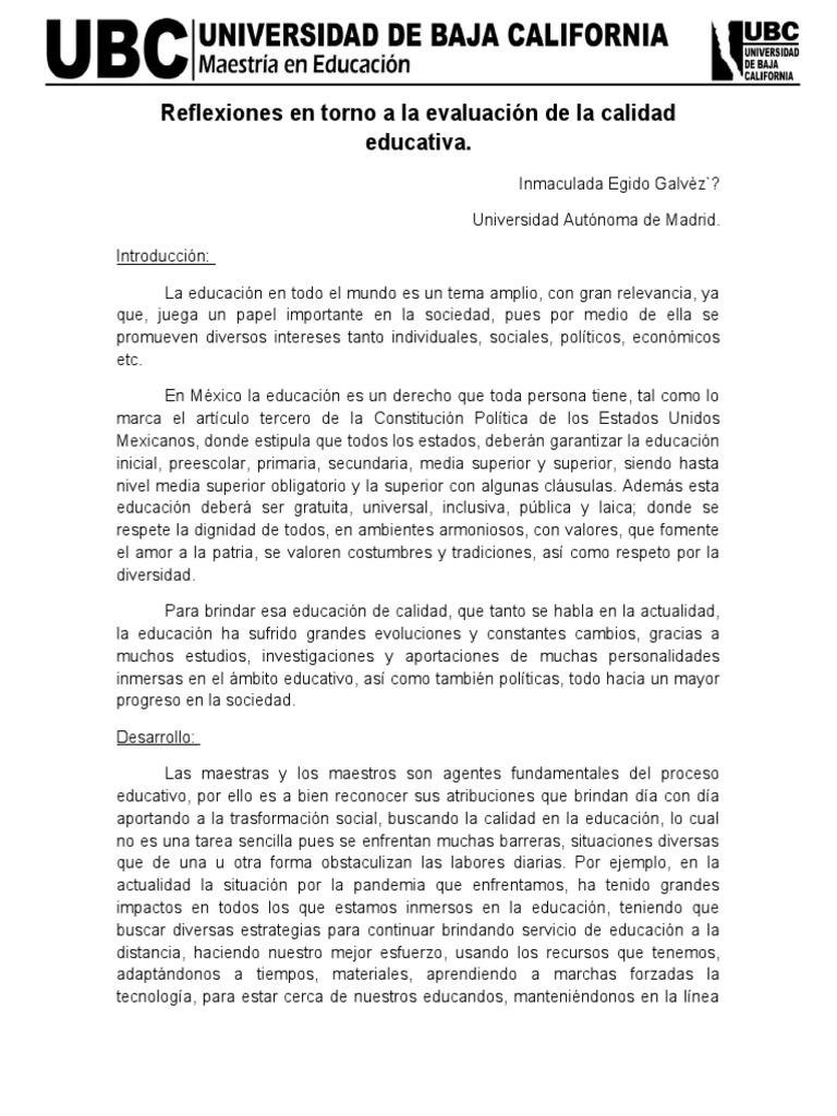 Evaluación de la Calidad Educativa en México | PDF | Evaluación ...