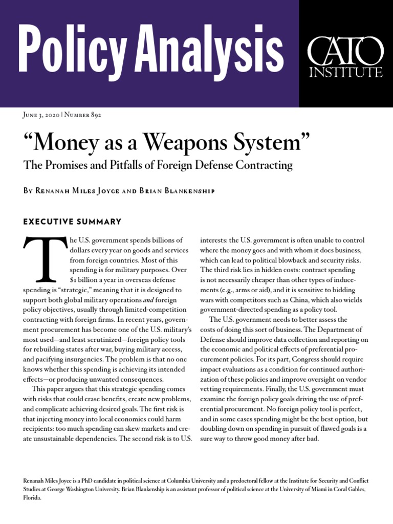 "Money As A Weapons System": The Promises and Pitfalls of Foreign ...