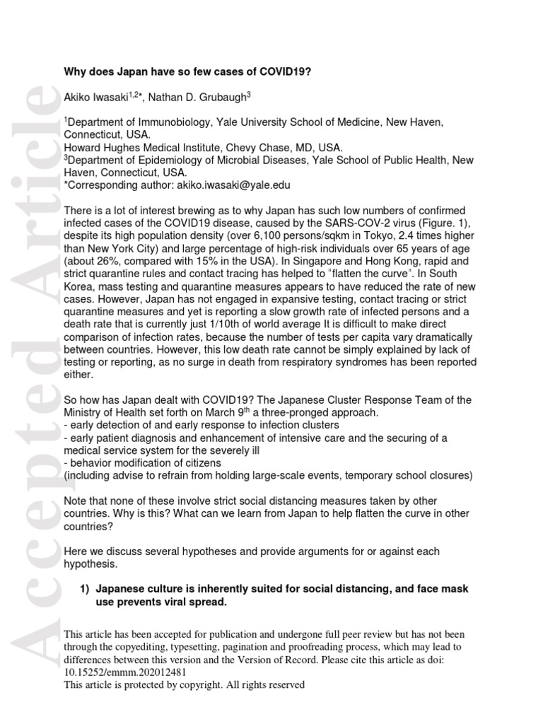 Why does japan have so few cases of covid19 pdf human leukocyte