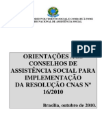 Orientações Resolução CNAS 16.2010