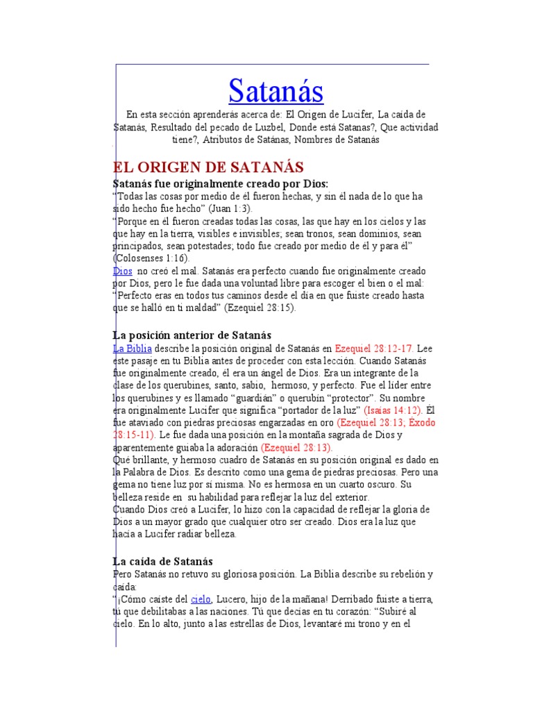 La Estrategia De Satanás Pdf Satán Lucifer