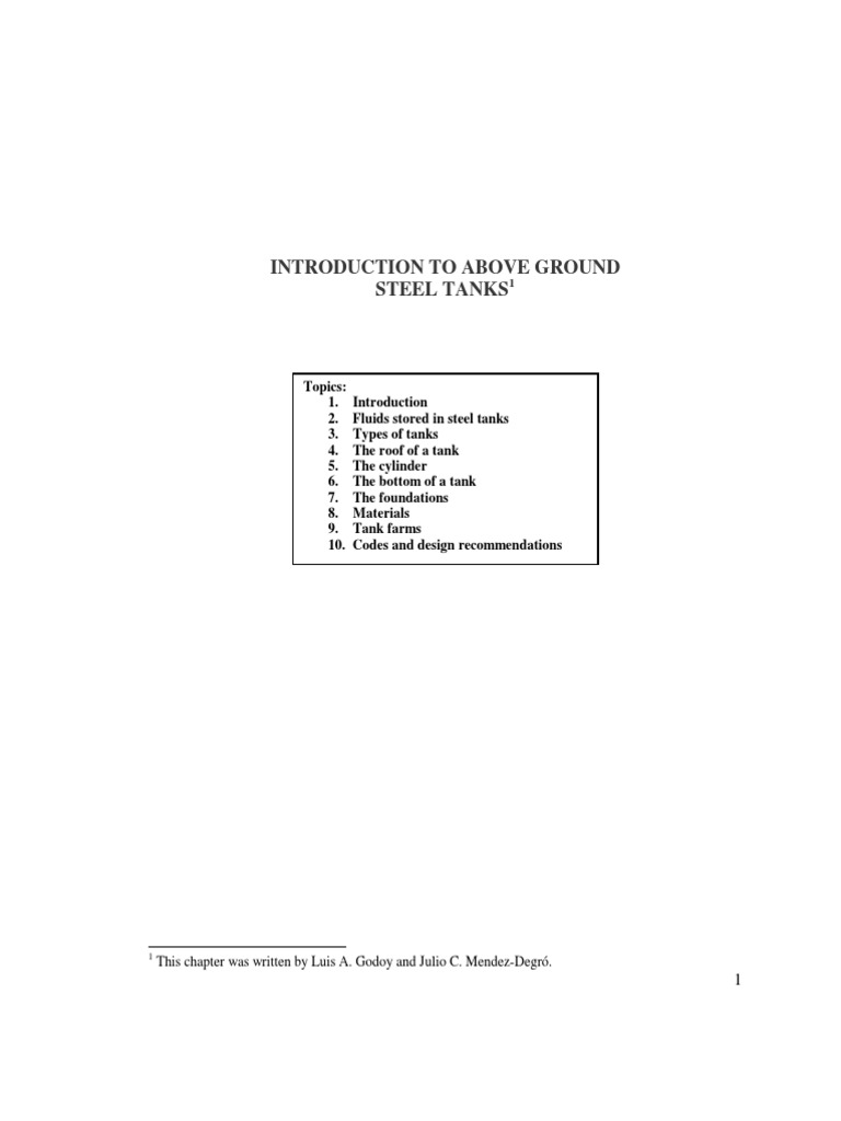 Introduction To Above Ground Steel Tanks: This Chapter Was Written by ...