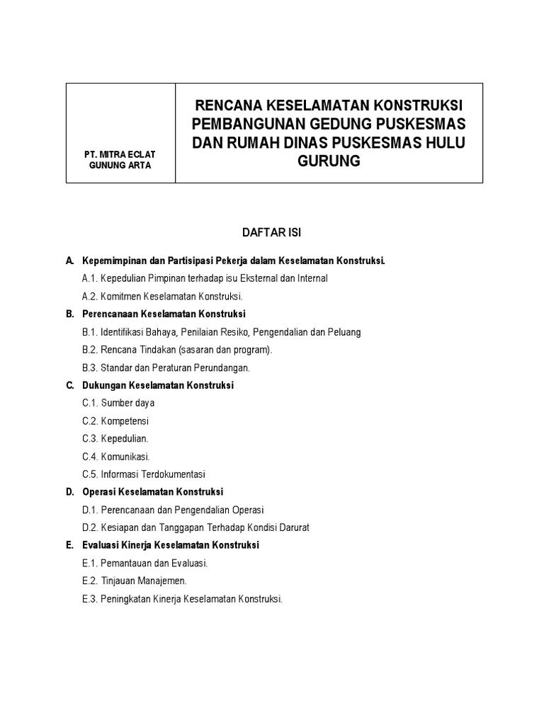 Rencana Keselamatan Konstruksi Puskesmas | PDF | Komputer | Teknologi ...