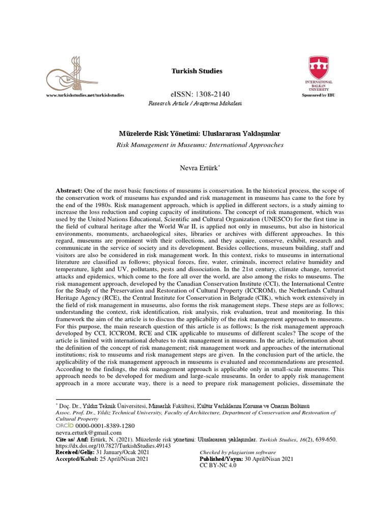 International Risk Management in Museums | PDF | Museum | Risk Management