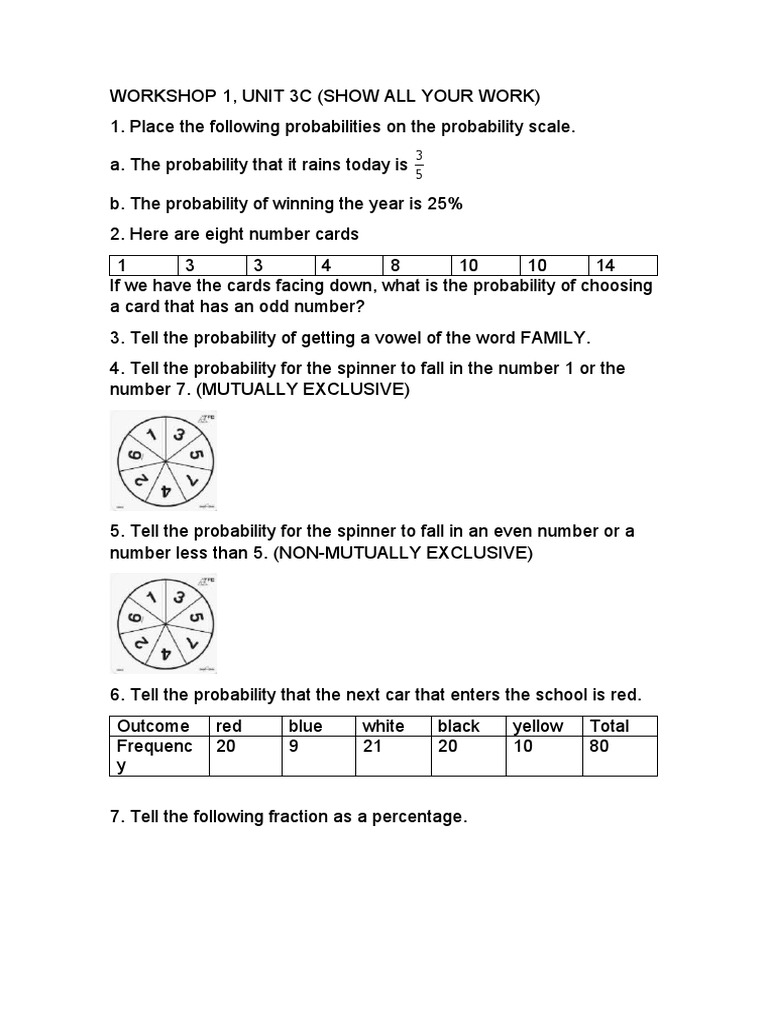 7TH Grade Workshop 1, Unit 3C | PDF