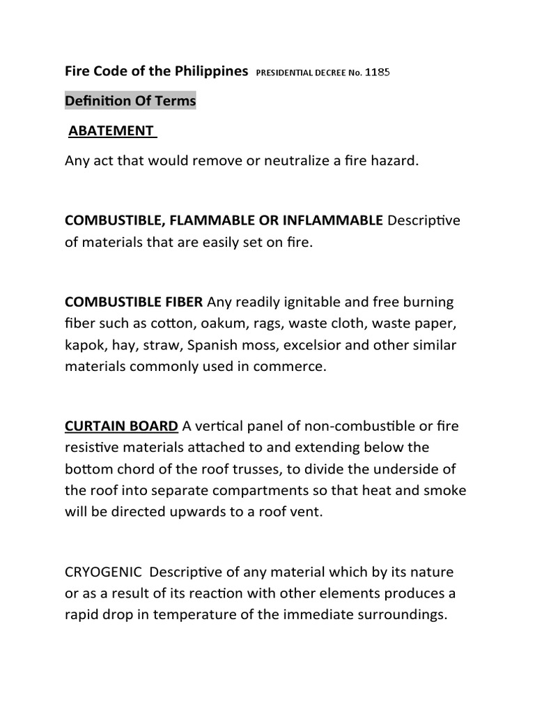 Def of Terms - Fire Code of The Philippines | PDF | Fires | Hazards